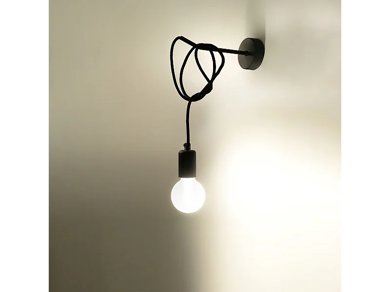 Candeeiros de parede Speis sótão, tecido/aço - 1 fontes de luz 3000K - L.8 x H.100 cm - preto