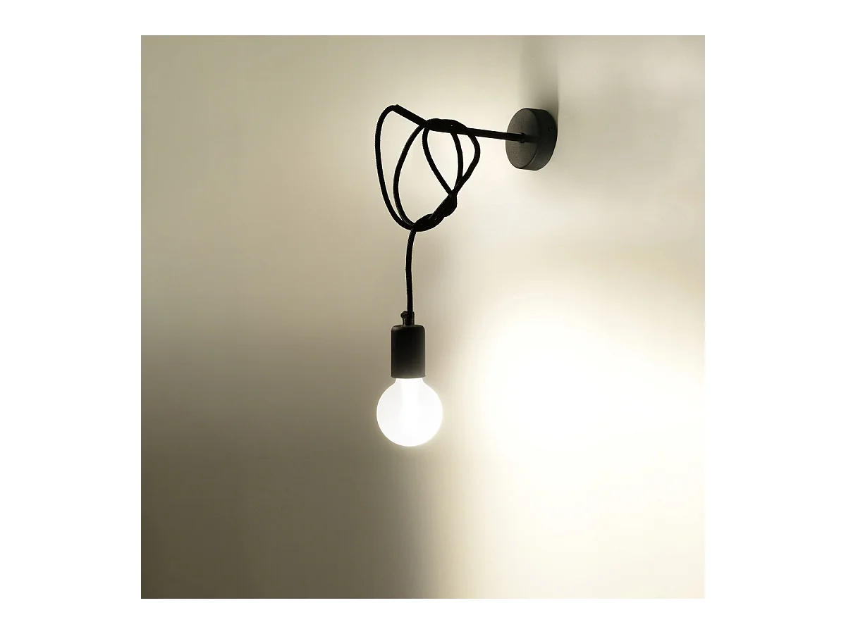 Candeeiros de parede Speis sótão, tecido/aço - 1 fontes de luz 3000K - L.8 x H.100 cm - preto