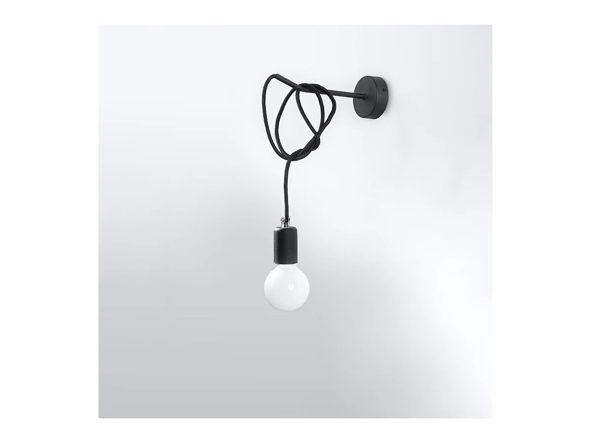 Candeeiros de parede Speis sótão, tecido/aço - 1 fontes de luz 3000K - L.8 x H.100 cm - preto