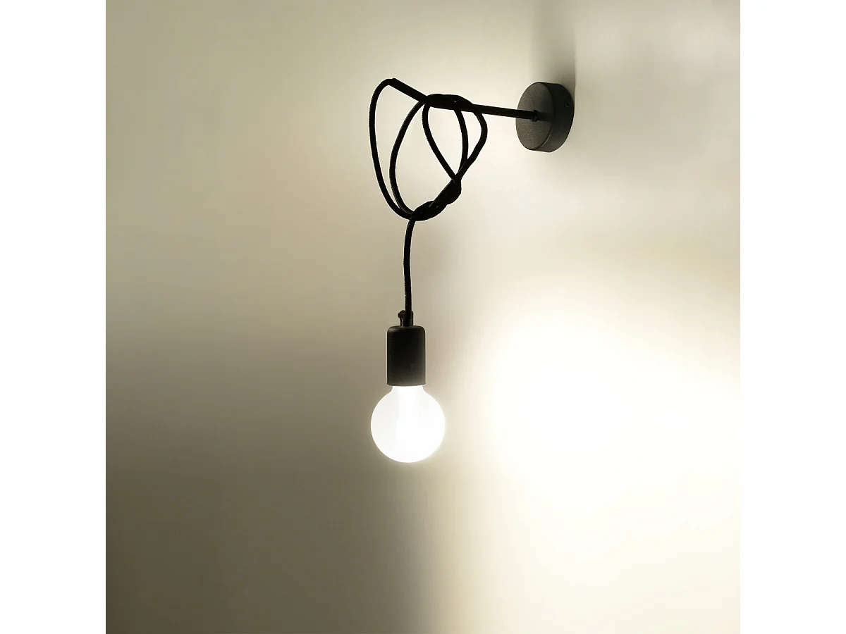 Appliques Speis grenier en tissu/acier - 1 sources lumineuses 3000K - L.8 x H.100 cm - noir