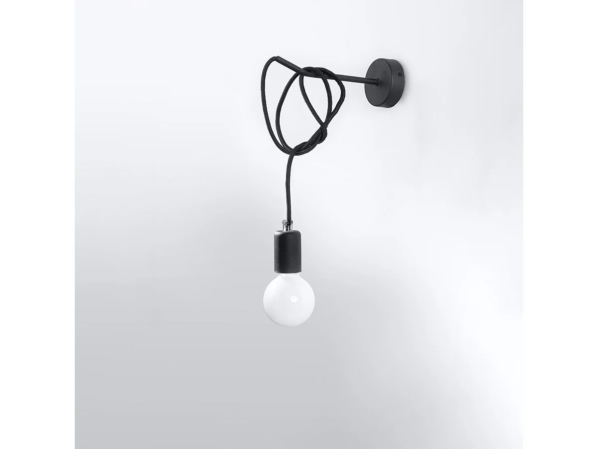 Appliques Speis grenier en tissu/acier - 1 sources lumineuses 3000K - L.8 x H.100 cm - noir