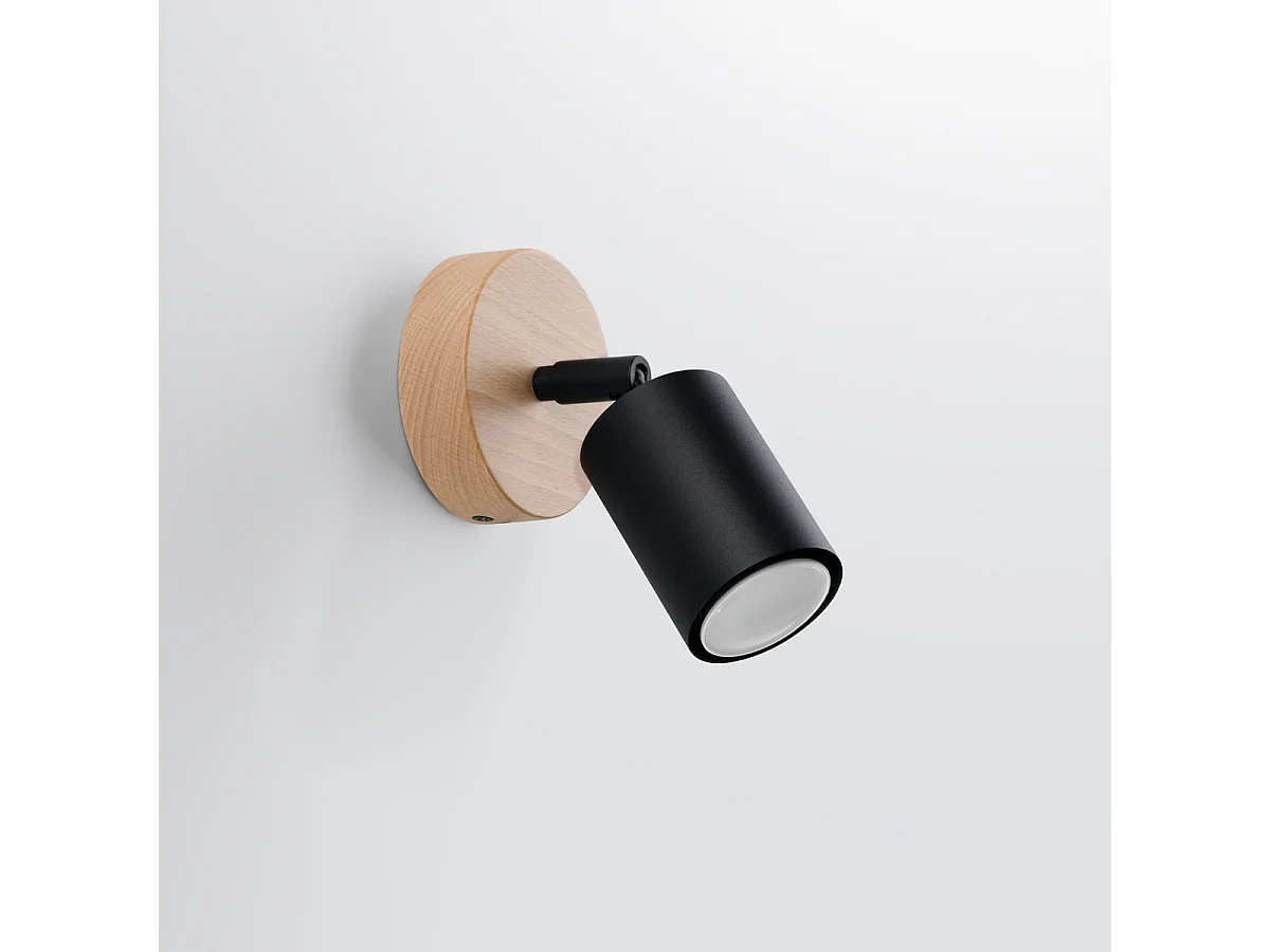 Appliques Flare moderne en acier/bois - 1 sources lumineuses 3000K - L.16 x H.16 cm - bois noir