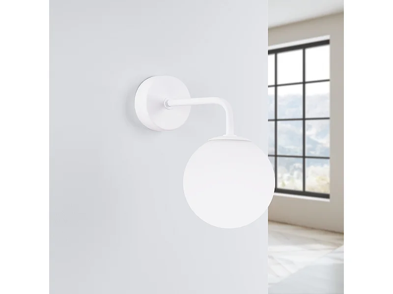 Lampada da parete Bealy minimalista di acciaio/vetro - 1 sorgenti luminose 4000K - L.10 x A.21 cm - bianco