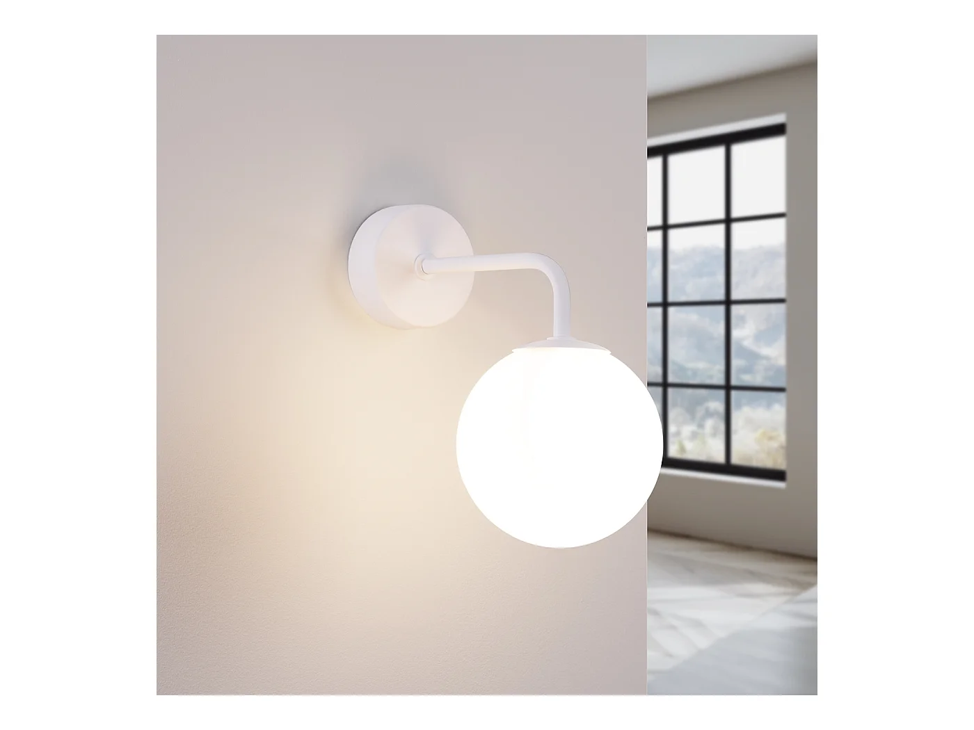 Lampada da parete Bealy minimalista di acciaio/vetro - 1 sorgenti luminose 4000K - L.10 x A.21 cm - bianco