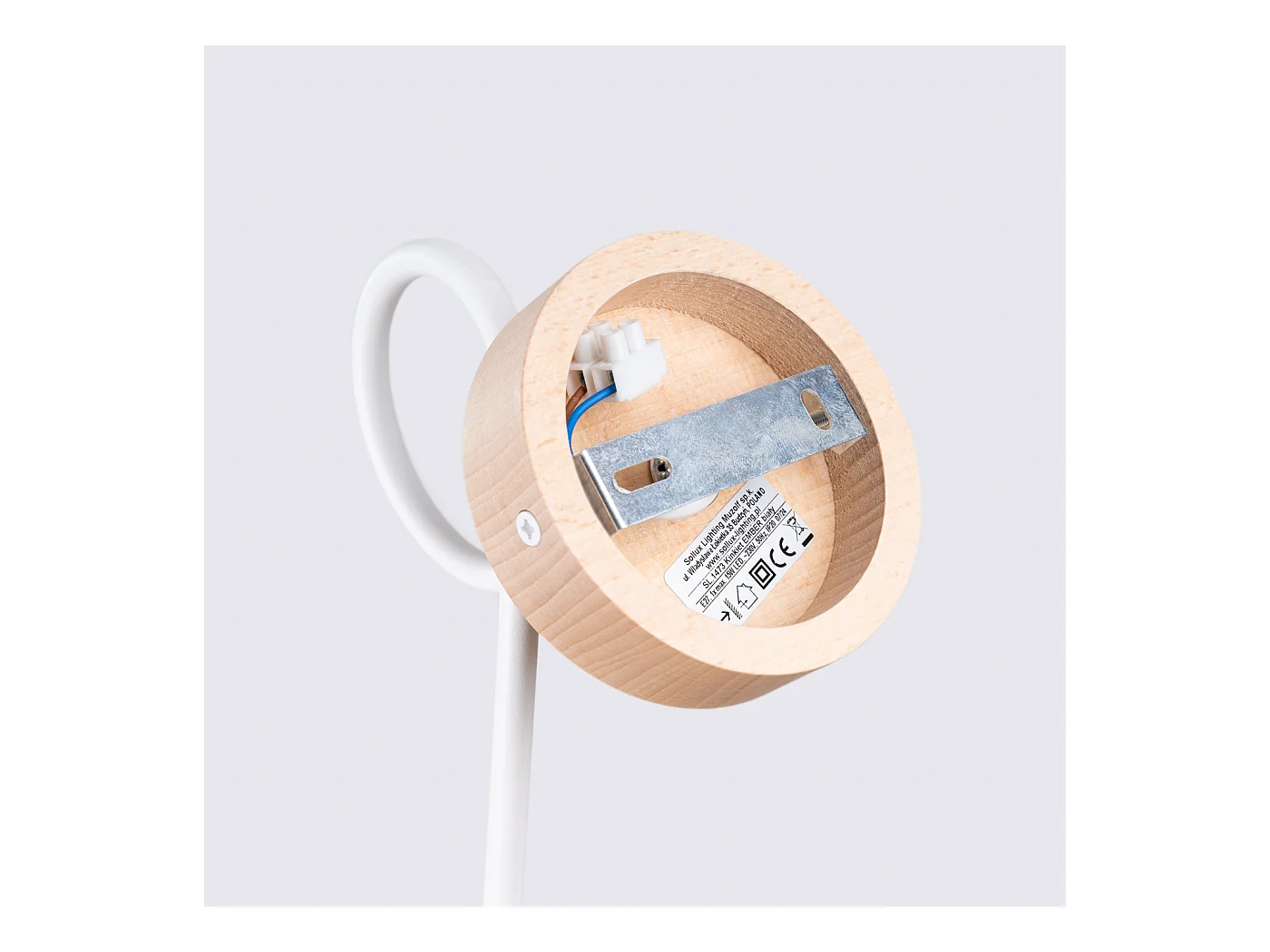 Lampada da parete Sparkon minimalista di acciaio/legno - 1 sorgenti luminose 3000K - L.10 x A.24 cm - bianco/legno naturale