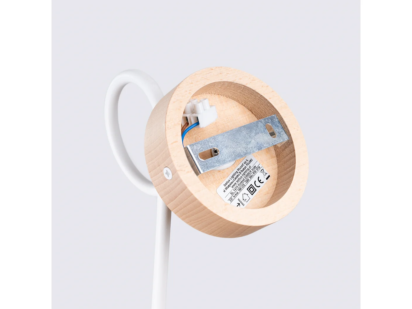 Applique Sparkon minimaliste en acier/bois - 1 sources lumineuses 3000K - L.10 x H.24 cm - blanc/bois naturel