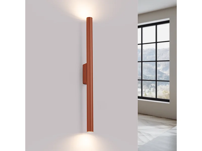 Applique Brill moderne en acier - 2 sources lumineuses 3000K - L.2,5 x H.50 cm - ocre rouge