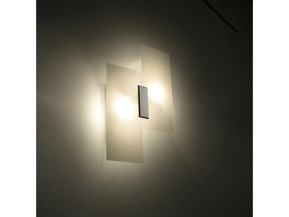 Appliques Fabulario moderne en acier/verre - 2 sources lumineuses 4000K - L.27 x H.37 cm - chromé/blanc