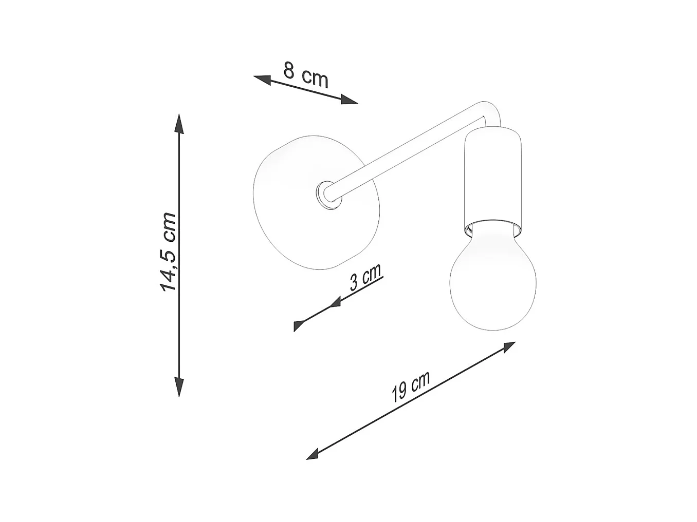 Wandlampen Torah modern van  - 1 lichtbronnen 4000K - L.19 x H.14,5 cm - zwart