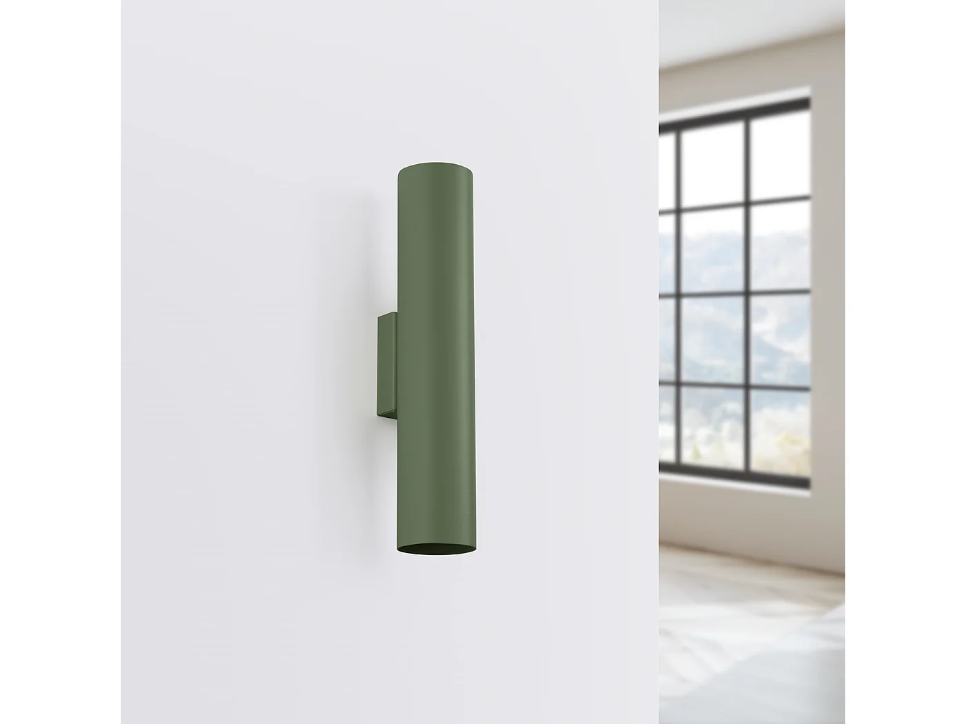 Applique Toris grenier en acier - 2 sources lumineuses 4000K - L.6 x H.30 cm - vert olive