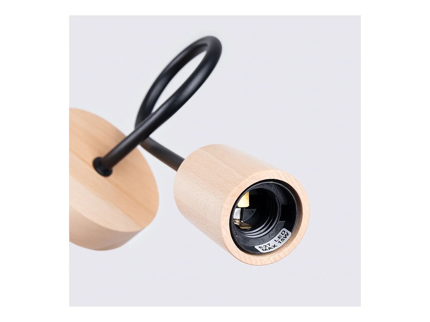 Wandleuchte Sparkon minimalistisch aus  Stahl/Holz - 1 lichtquellen 4000K - L.10 x H. cm - schwarz/Naturholz