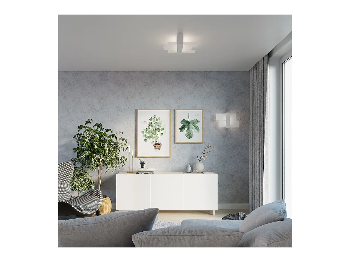 Wandlampen Ignis Scandinavisch van  - 1 lichtbronnen 3000K - L.43 x H.30 cm - wit