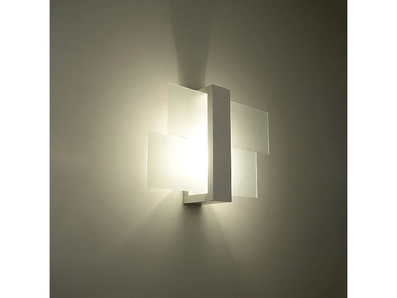 Appliques Ignis scandinave en bois/verre - 1 sources lumineuses 3000K - L.43 x H.30 cm - blanc