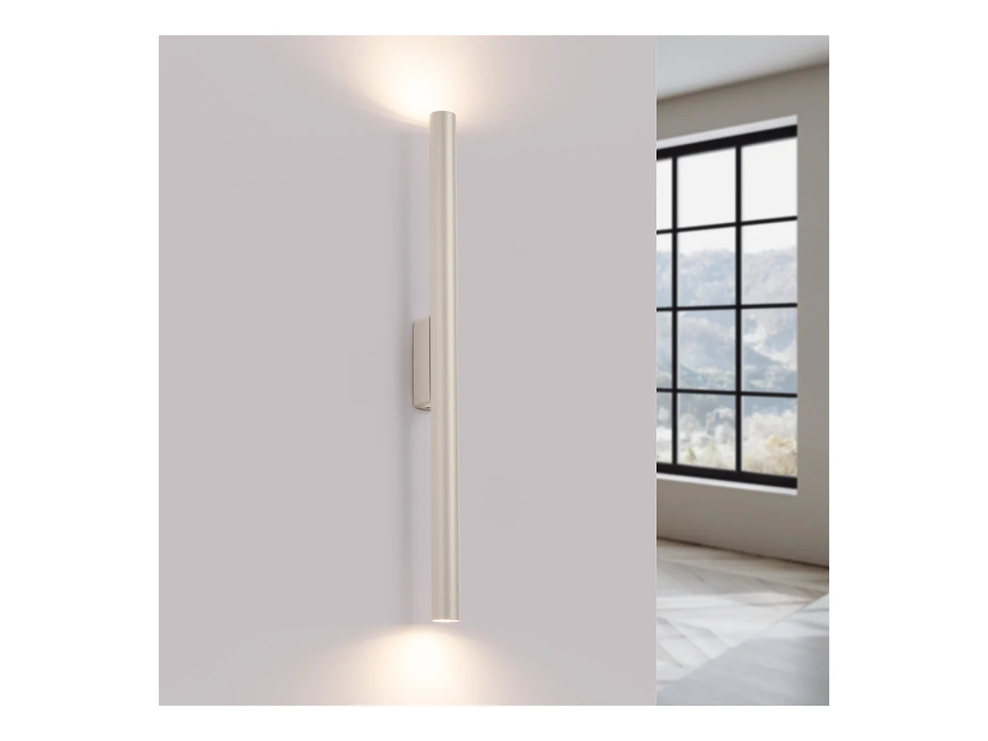 Applique Brill moderne en acier - 2 sources lumineuses 4000K - L.2,5 x H.50 cm - beige
