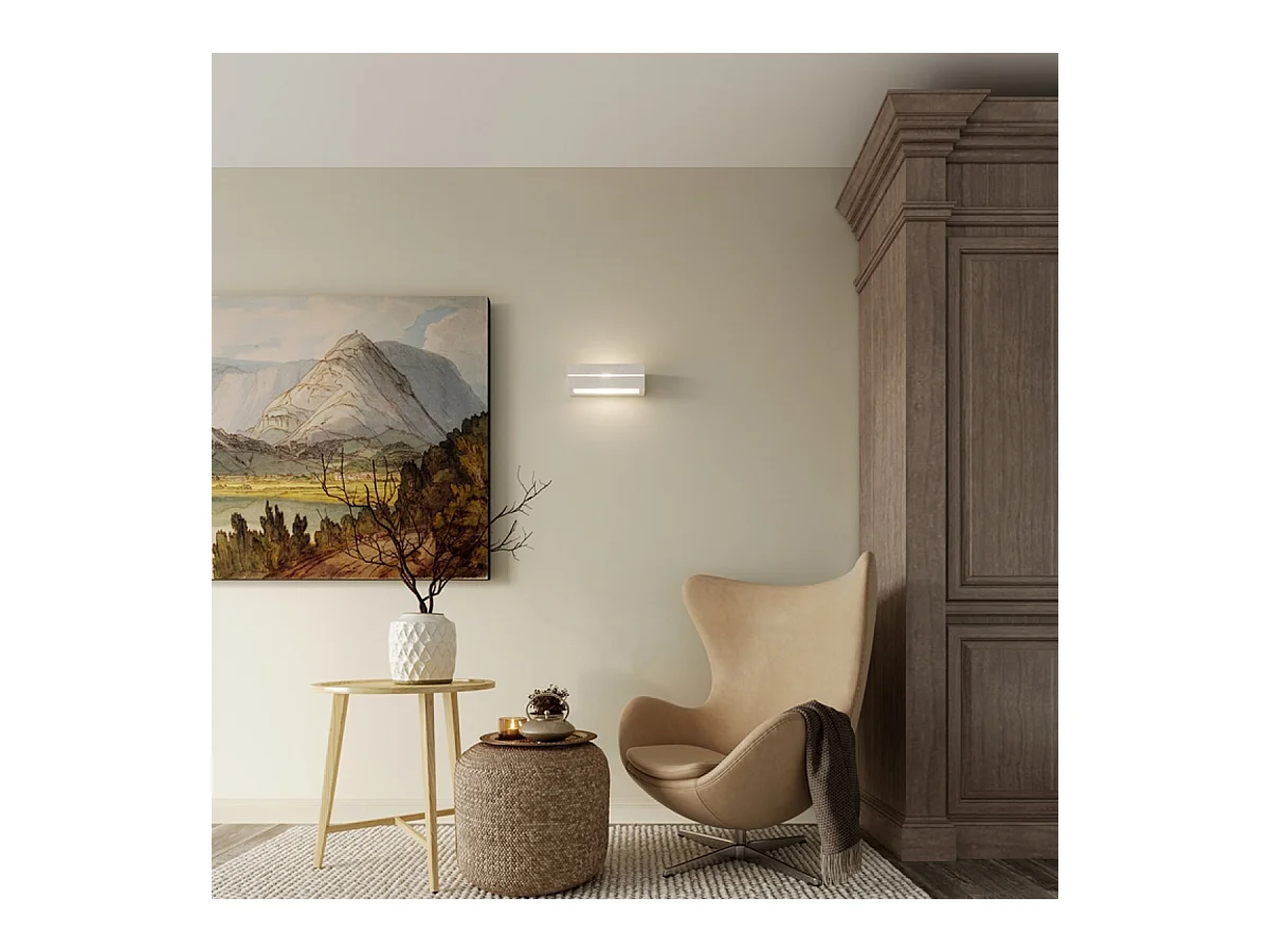 Wandlampen Solara line modern aus  Keramik - 1 lichtquellen 4000K - L.32,5 x H. cm - Weiß