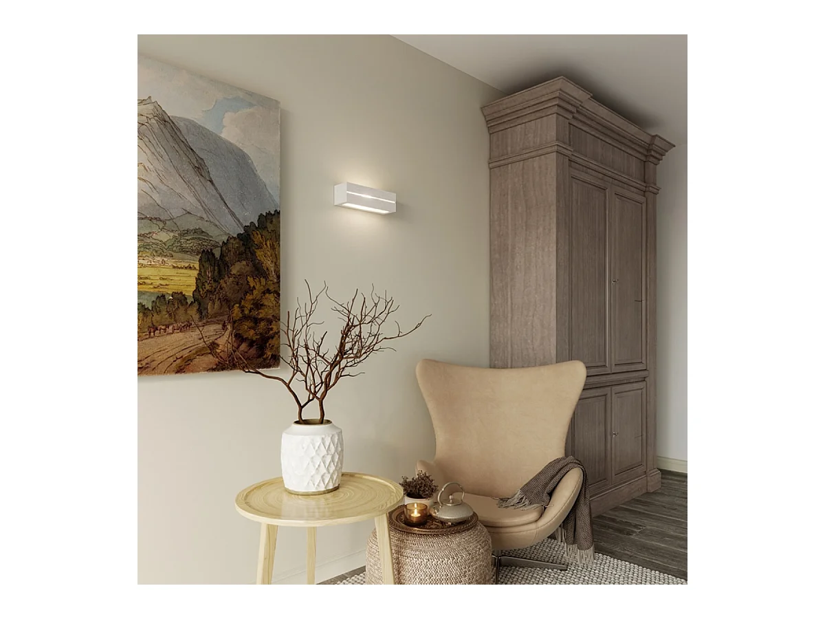 Wandlampen Solara line modern aus  Keramik - 1 lichtquellen 4000K - L.32,5 x H. cm - Weiß