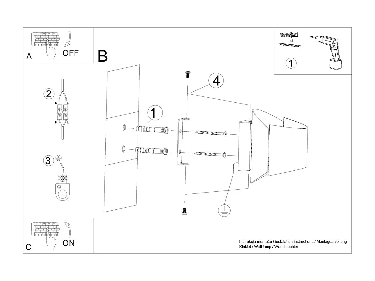 Wandlampen Litim modern van  - 1 lichtbronnen 4000K - L.12 x H.12 cm - zwart
