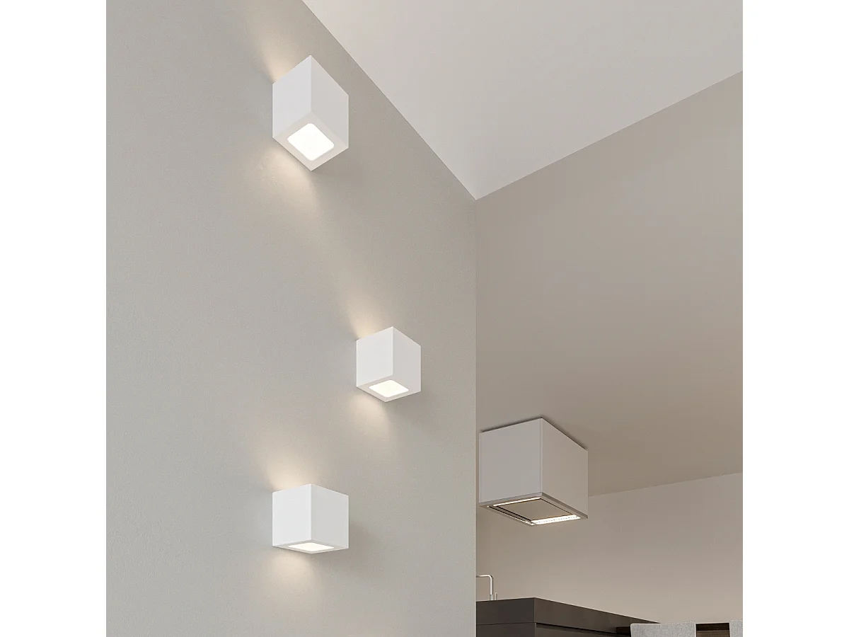 Appliques Astra moderne en céramique/verre - 1 sources lumineuses 3000K - L.14 x H.14 cm - blanc