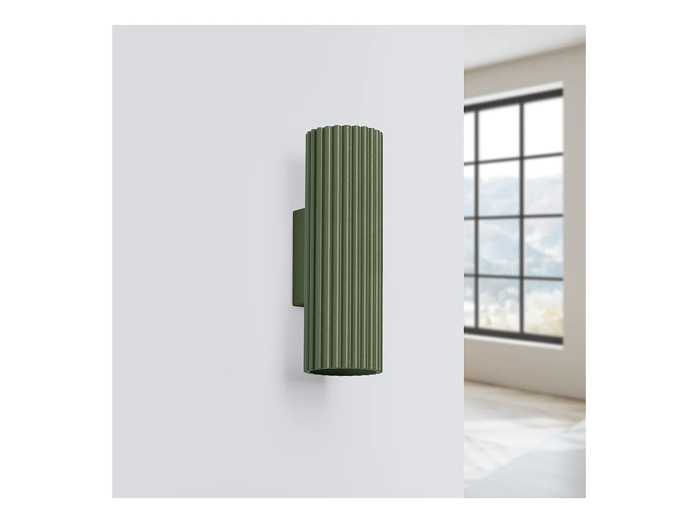 Applique Gloow minimaliste en aluminium - 2 sources lumineuses 3000K - L.6,5 x H.20 cm - vert olive