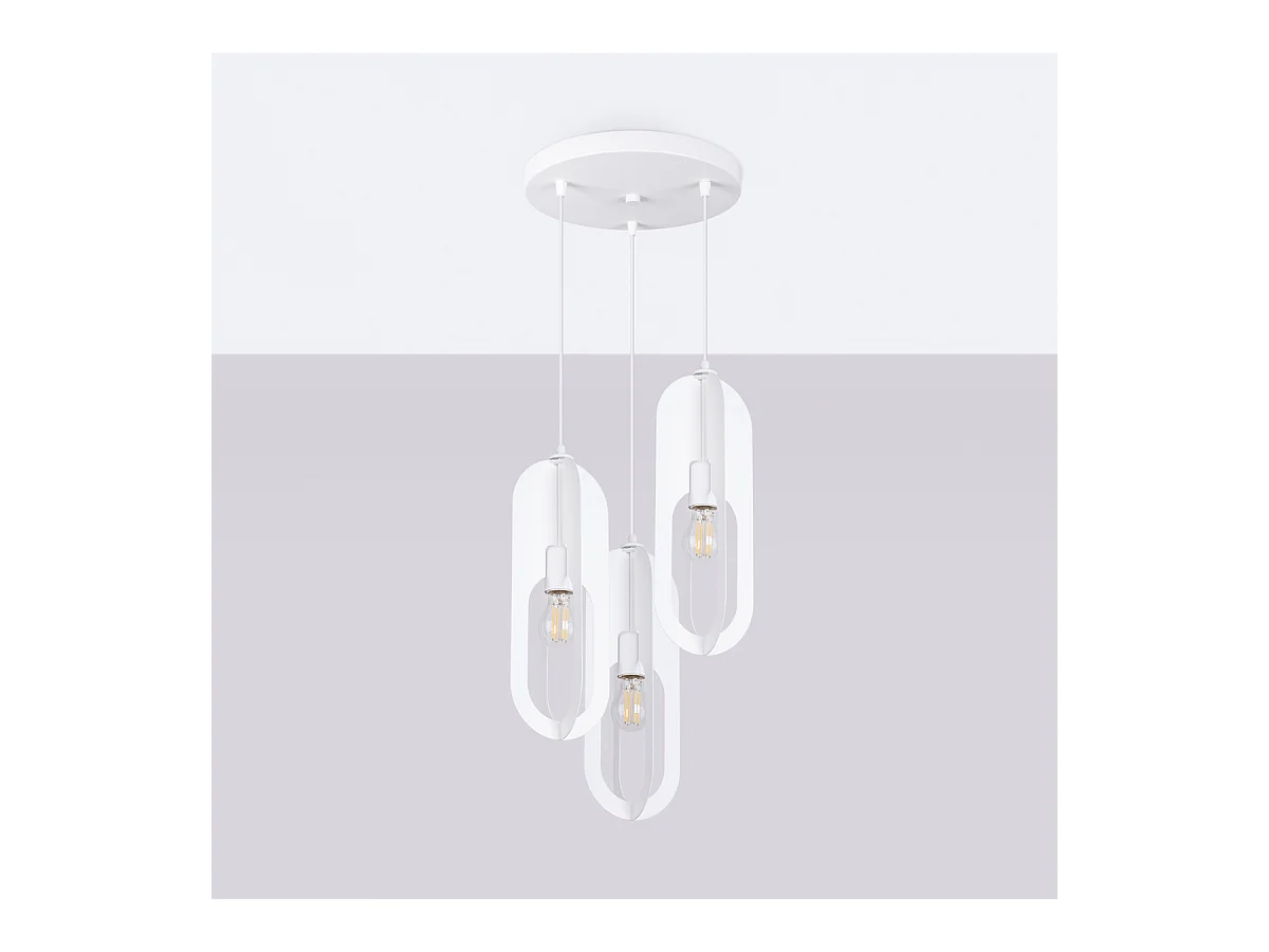Lampade a sospensione Synexus moderno di acciaio - 3 sorgenti luminose 4000K - L.43 x A.130 cm - bianco