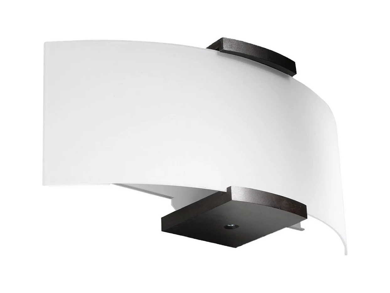 Lampade da parete Nerilo moderno di legno/vetro - 2 sorgenti luminose 3000K - L.33 x A.14 cm - wengè/bianco