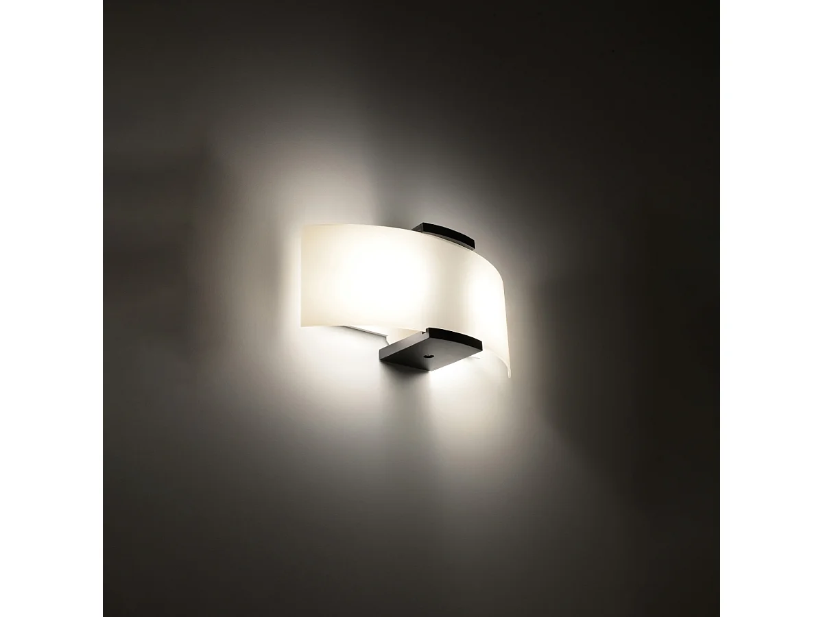 Appliques Nerilo moderne en bois/verre - 2 sources lumineuses 3000K - L.33 x H.14 cm - wengé/blanc