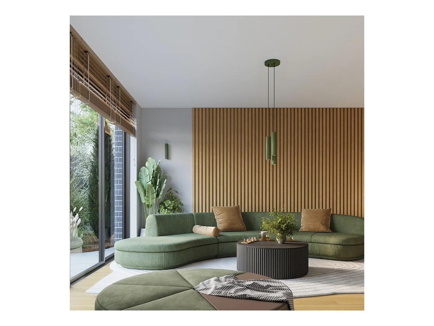 Wandleuchte Gloow minimalistisch aus  Aluminium - 2 lichtquellen 4000K - L.6,5 x H. cm - olivgrün