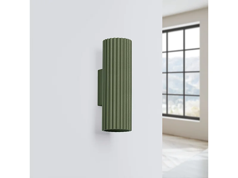 Wandleuchte Gloow minimalistisch aus  Aluminium - 2 lichtquellen 4000K - L.6,5 x H. cm - olivgrün