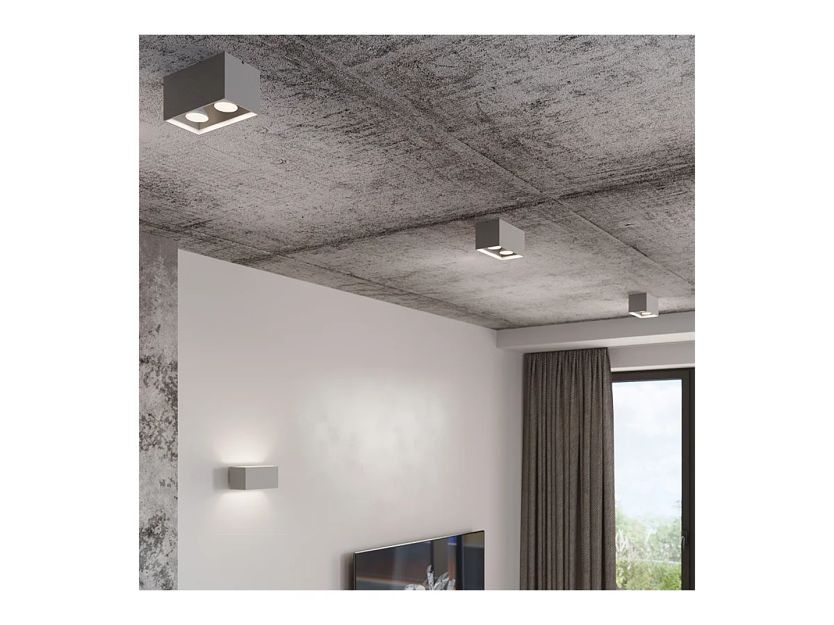 Wandlampen Quadx maxi modern aus  Aluminium - 2 lichtquellen 3000K - L.20 x H. cm - Schwarz