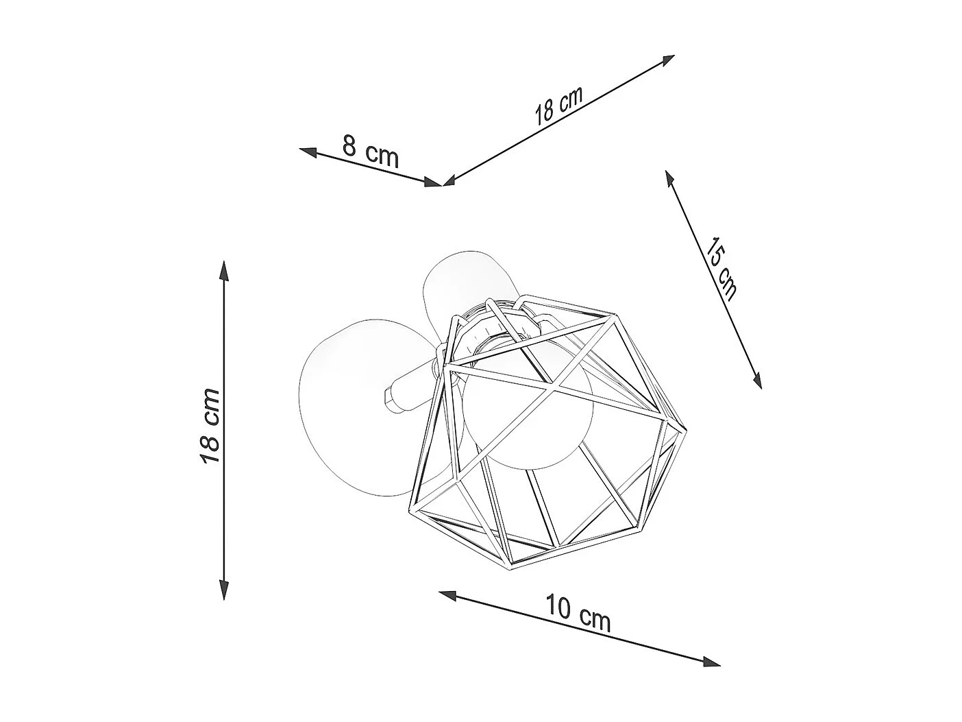 Appliques Lunova moderne en acier - 1 sources lumineuses 4000K - L.18 x H.18 cm - noir
