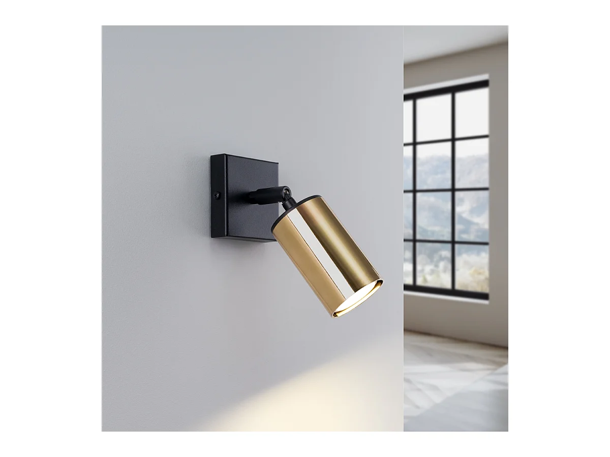 Wandlampen Glois modern aus  Stahl - 1 lichtquellen 4000K - L.8 x H. cm - schwarzes Gold