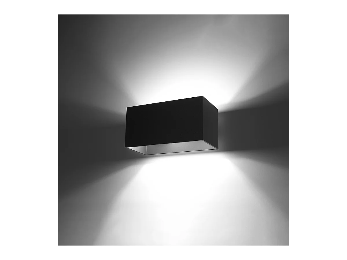 Wandlampen Quadx maxi modern van  - 2 lichtbronnen 4000K - L.20 x H.10 cm - zwart