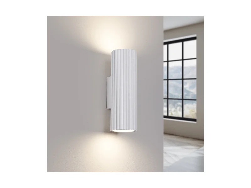 Wandlamp Gloow minimalistisch van  - 2 lichtbronnen 3000K - L.6,5 x H.20 cm - wit