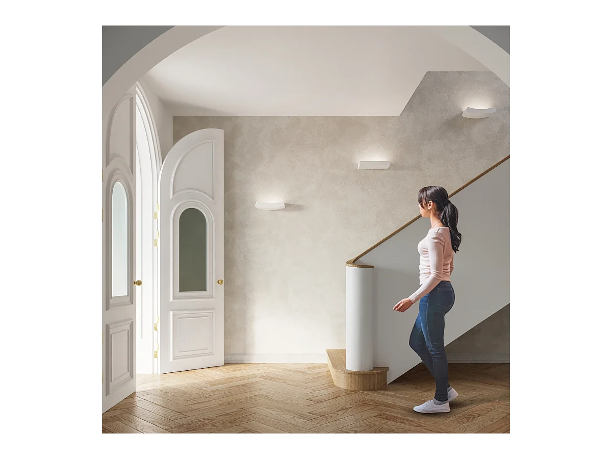 Appliques Flain moderne en céramique - 2 sources lumineuses 3000K - L.31 x H.6,5 cm - blanc