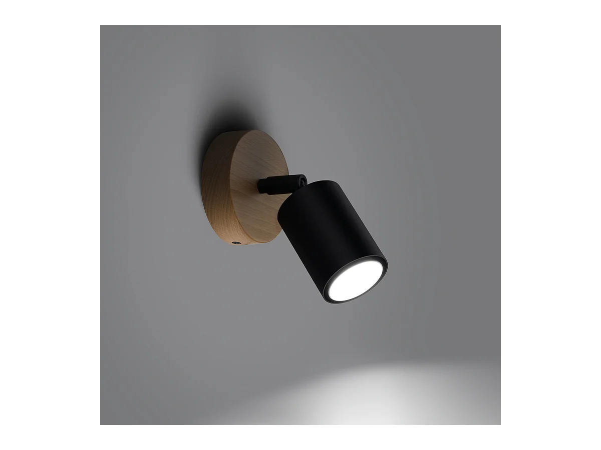 Wandlampen Flare modern van  - 1 lichtbronnen 4000K - L.16 x H.16 cm - zwart hout