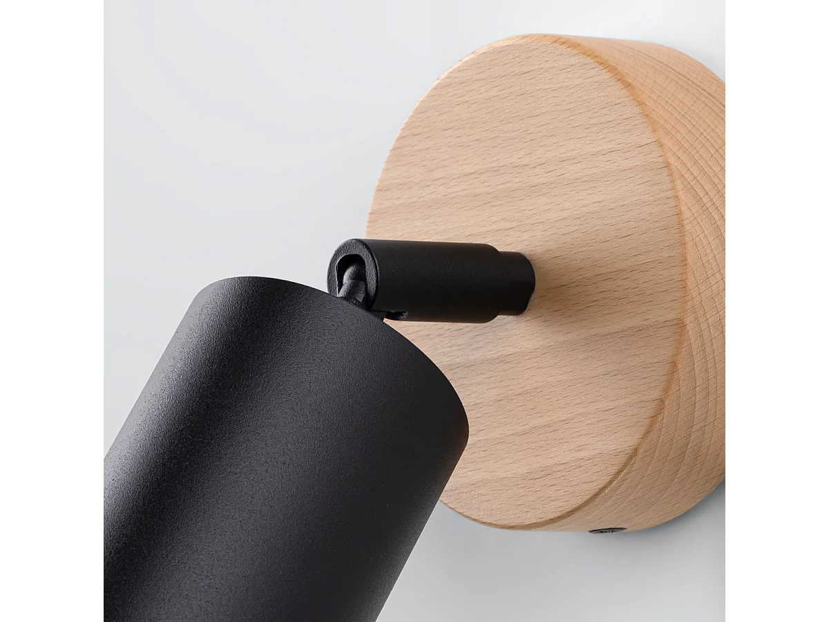 Appliques Flare moderne en acier/bois - 1 sources lumineuses 4000K - L.16 x H.16 cm - bois noir