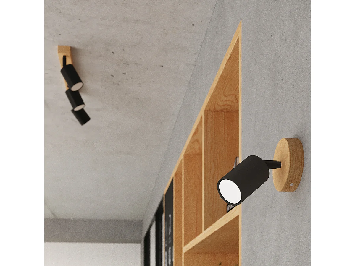 Appliques Flare moderne en acier/bois - 1 sources lumineuses 4000K - L.16 x H.16 cm - bois noir