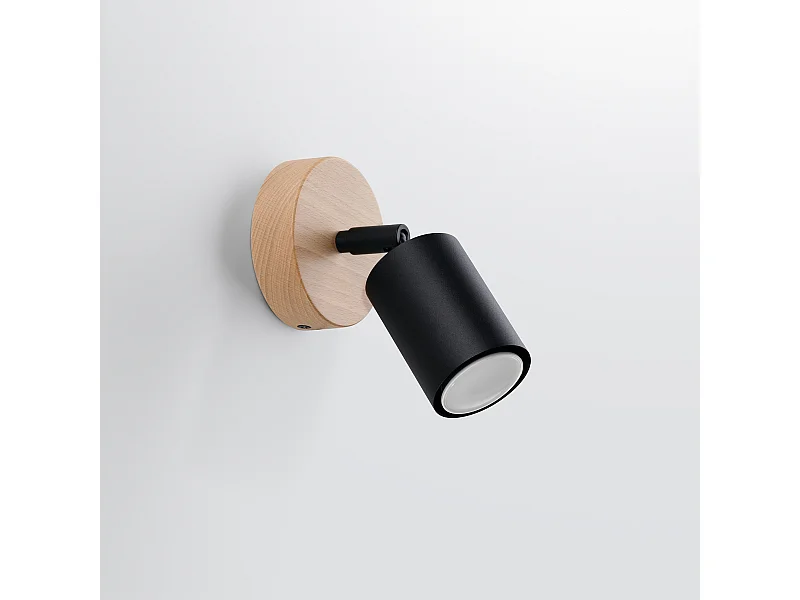 Wandlampen Flare modern aus  Stahl/Holz - 1 lichtquellen 4000K - L.16 x H. cm - schwarzes Holz