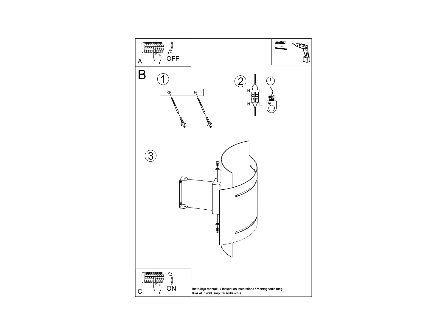 Appliques Ignisra moderne en acier - 1 sources lumineuses 4000K - L.21 x H.23 cm - noir