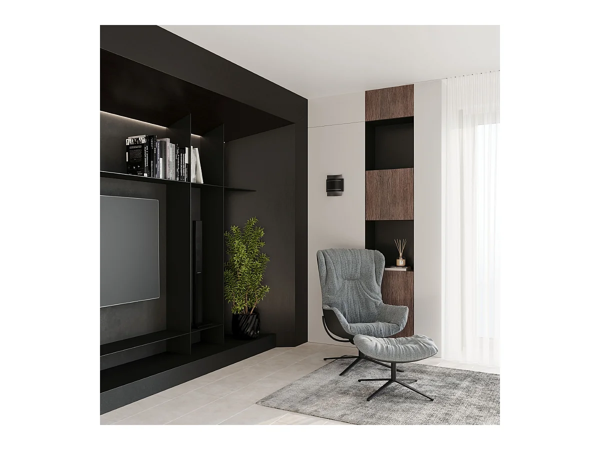 Appliques Ignisra moderne en acier - 1 sources lumineuses 4000K - L.21 x H.23 cm - noir