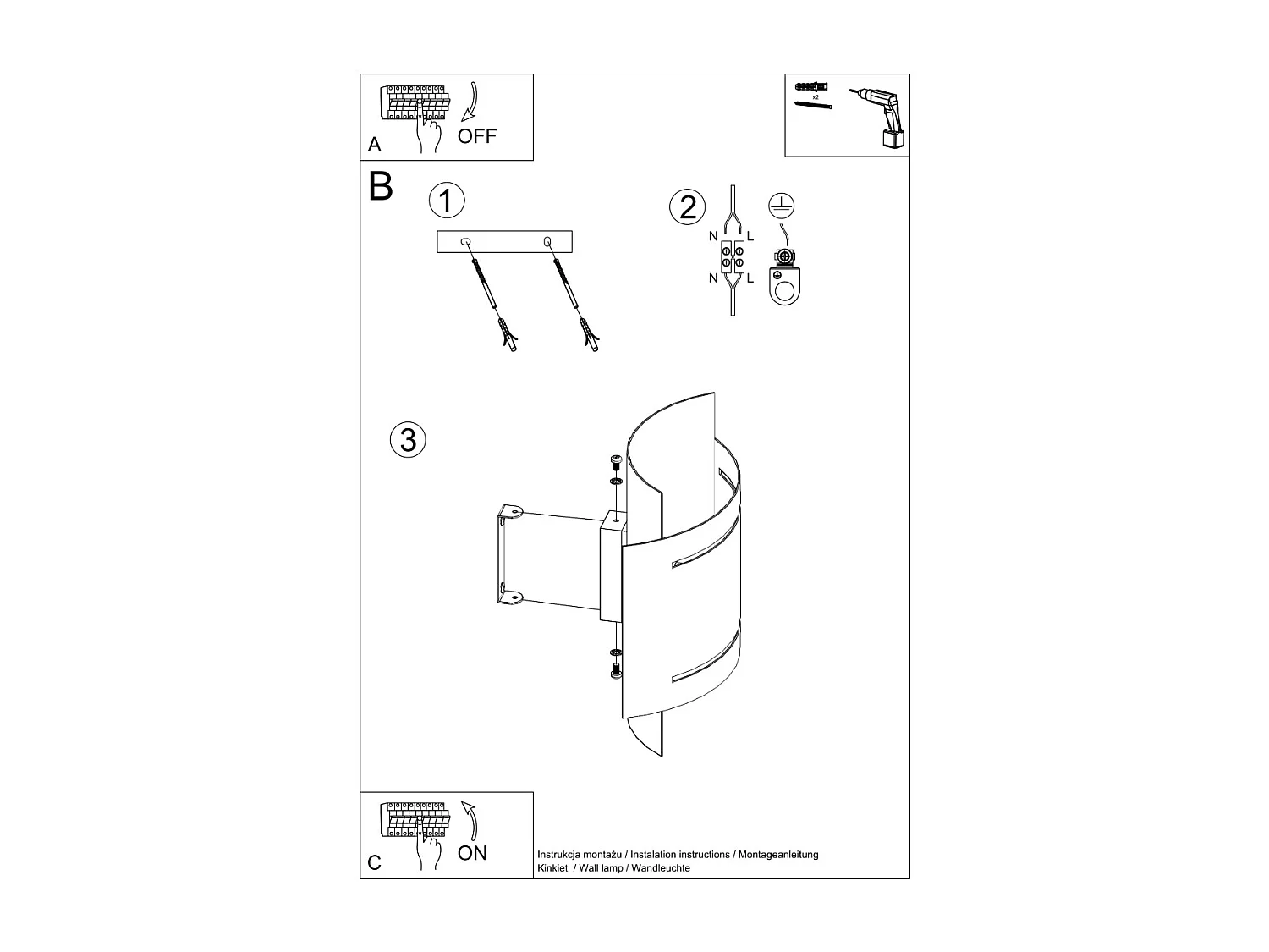Appliques Ignisra moderne en acier - 1 sources lumineuses 4000K - L.21 x H.23 cm - noir