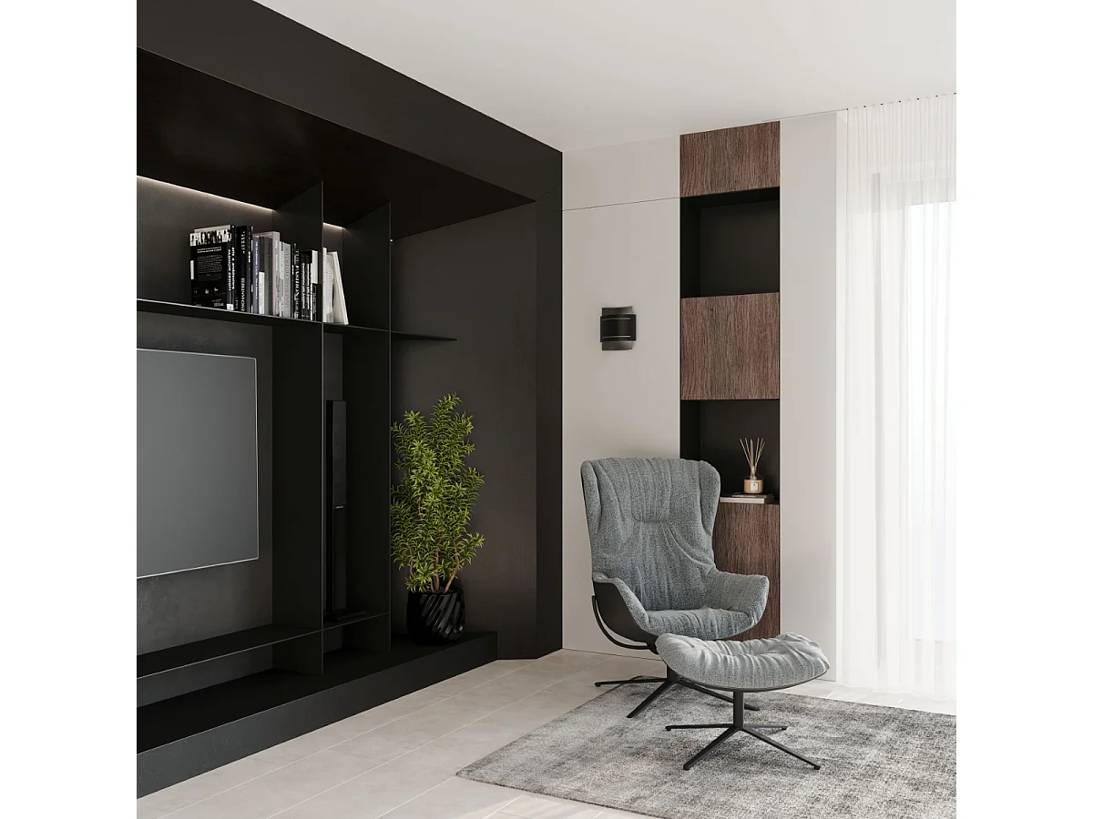 Appliques Ignisra moderne en acier - 1 sources lumineuses 4000K - L.21 x H.23 cm - noir