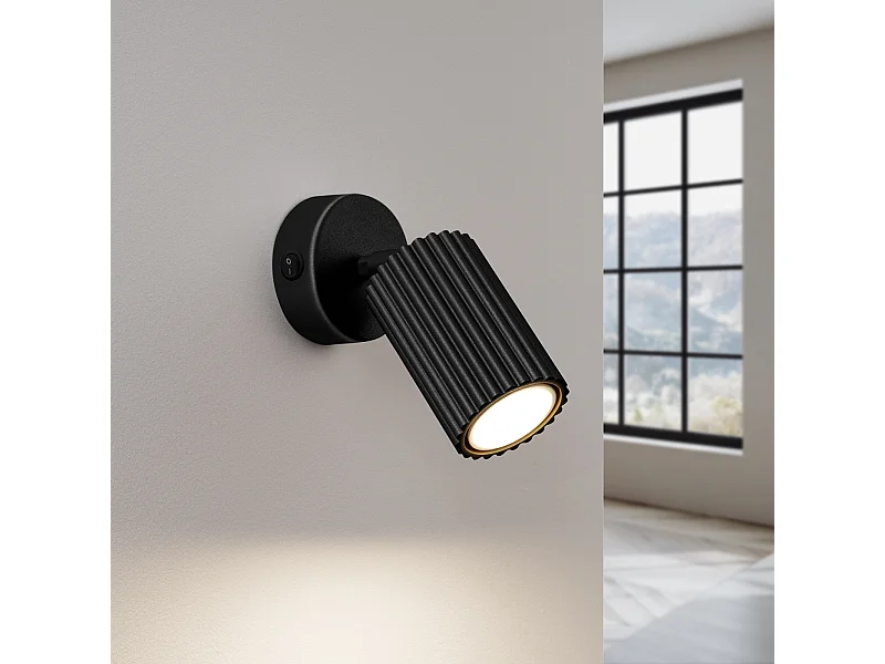 Lámpara de pared Gloow minimalista de aluminio - 1 fuentes luminosas 3000K - L.8 x A.16 cm - negro