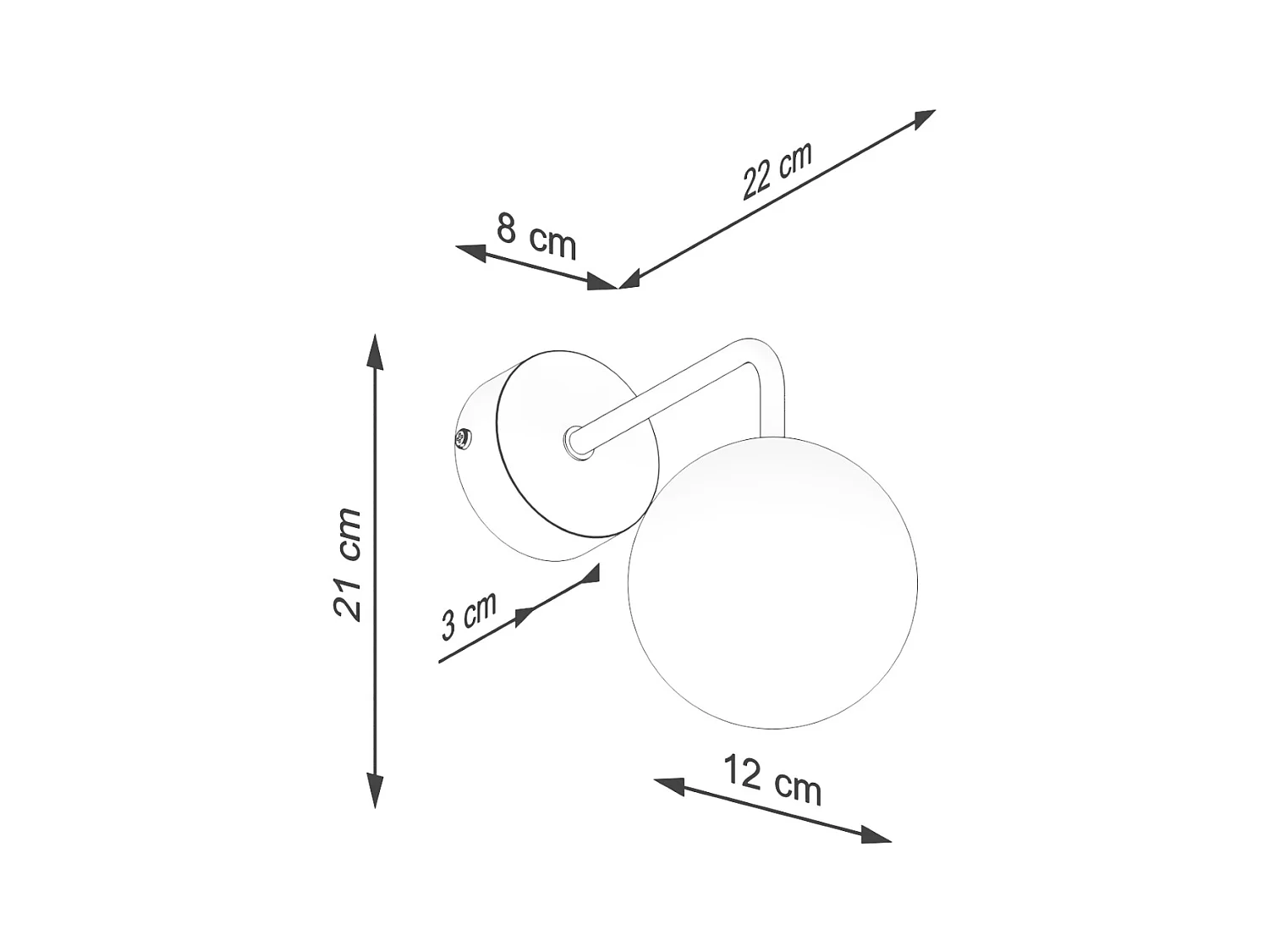 Applique Bealy minimaliste en acier/verre - 1 sources lumineuses 4000K - L.10 x H.21 cm - noir/blanc