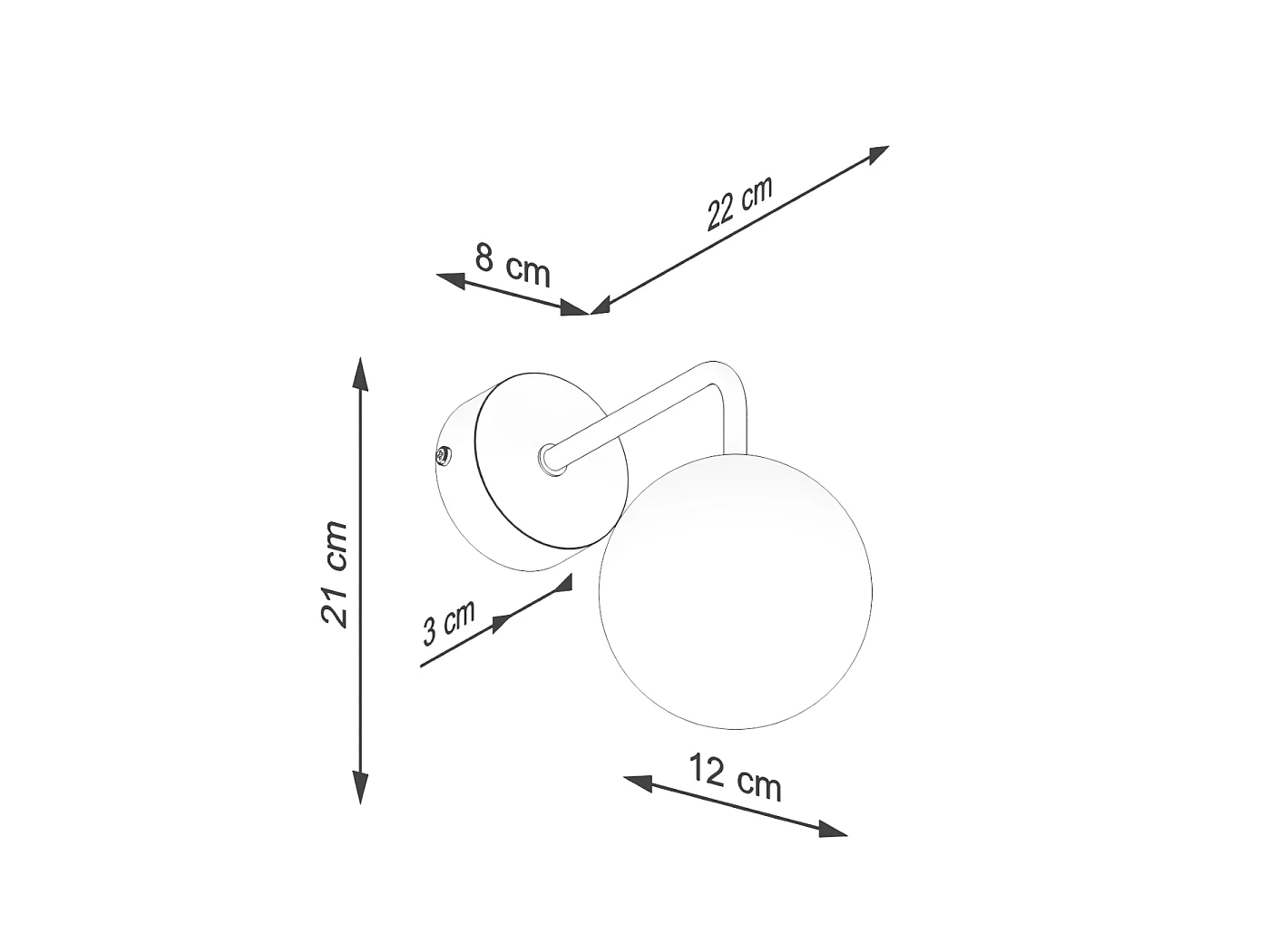 Luminária de parede Bealy minimalista, aço/vidro - 1 fontes de luz 4000K - L.10 x H.21 cm - preto/branco