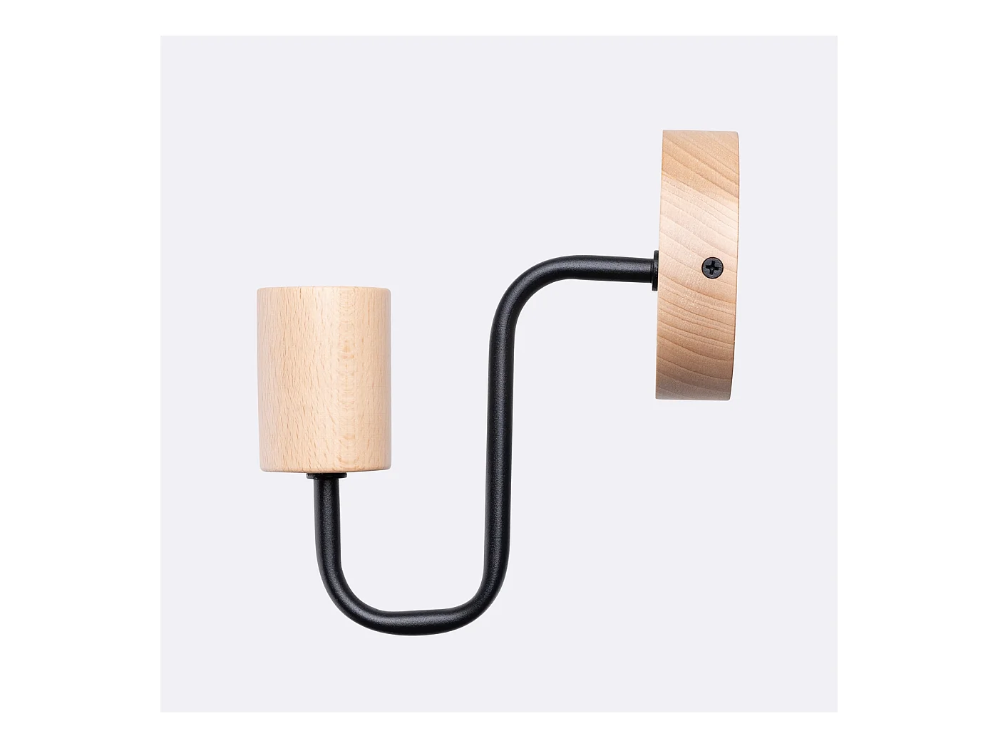 Luminária de parede Zimbo sótão, aço/madeira - 1 fontes de luz 3000K - L.8 x H.18.5 cm - madeira preta/natural