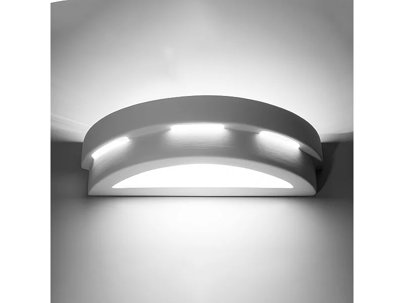 Appliques Gloch moderne en céramique/verre - 1 sources lumineuses 3000K - L.40 x H.10 cm - blanc