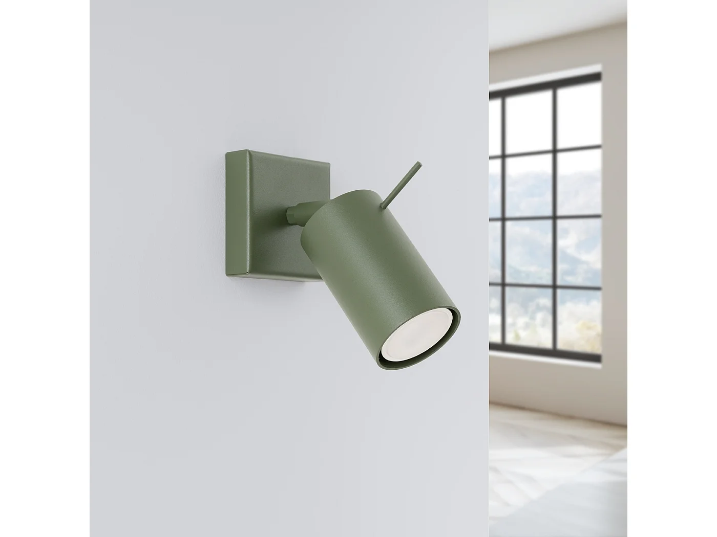 Luminária de parede Briix moderno, aço - 1 fontes de luz 3000K - L.8 x H.8 cm - verde oliva
