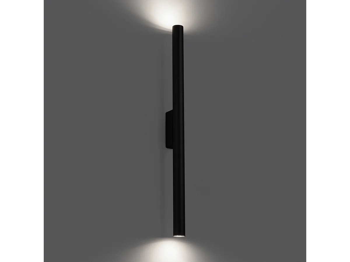 Lampade da parete Brill moderno di acciaio - 2 sorgenti luminose 3000K - L.2,5 x A.50 cm - nero