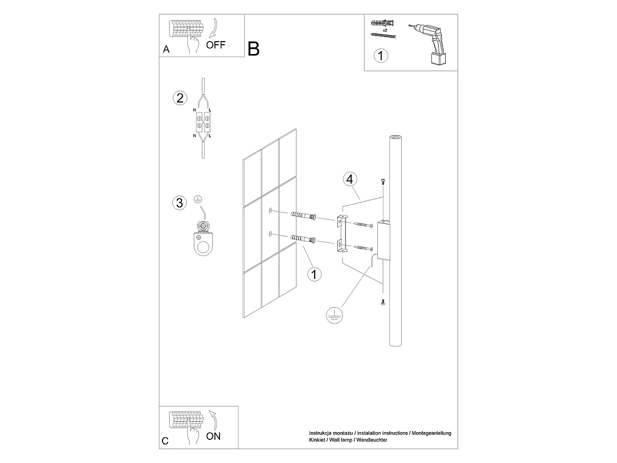 Lampade da parete Brill moderno di acciaio - 2 sorgenti luminose 3000K - L.2,5 x A.50 cm - nero